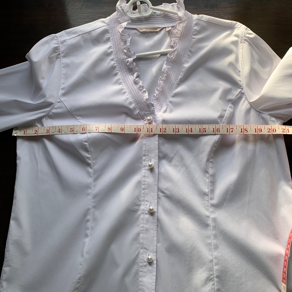 Soft Surroundings White Large Ruffle Button Up Bl… - image 4